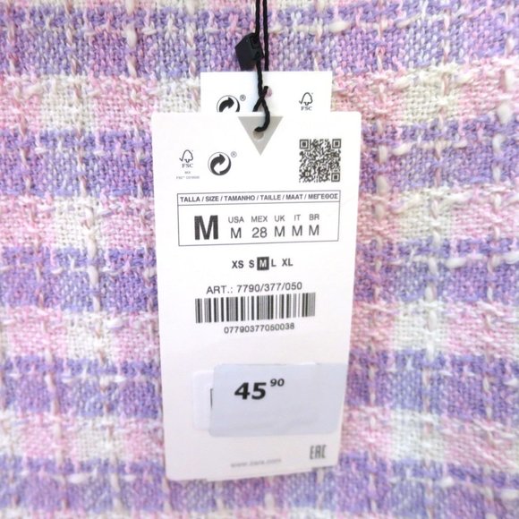 Zara Gingham Tweed Mini Skirt M - Picture 9 of 9